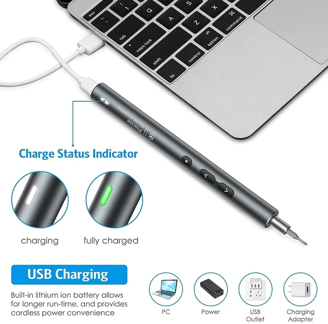 Alt view image 12 of 14 - Electric Screwdriver 28-in-1 Cordless Mini Power Precision Screwdriver Set with 24 Bits, Rechargeable Repair Tool Kit for Phones Watch Laptops