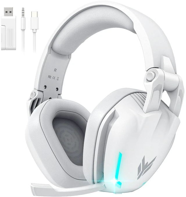 Alt view image 8 of 14 - G1 60H Wireless Gaming Headset with RGB Lights & Mic for PS5 PS4 PC | 7.1 Surround Sound, 2.4GHz USB/Type-C & Bluetooth 5.4, Noise Canceling Flip Microphone, Foldable Design for Switch Mac