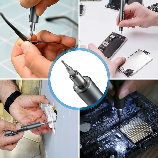 Alt view image 14 of 14 - Electric Screwdriver 28-in-1 Cordless Mini Power Precision Screwdriver Set with 24 Bits, Rechargeable Repair Tool Kit for Phones Watch Laptops