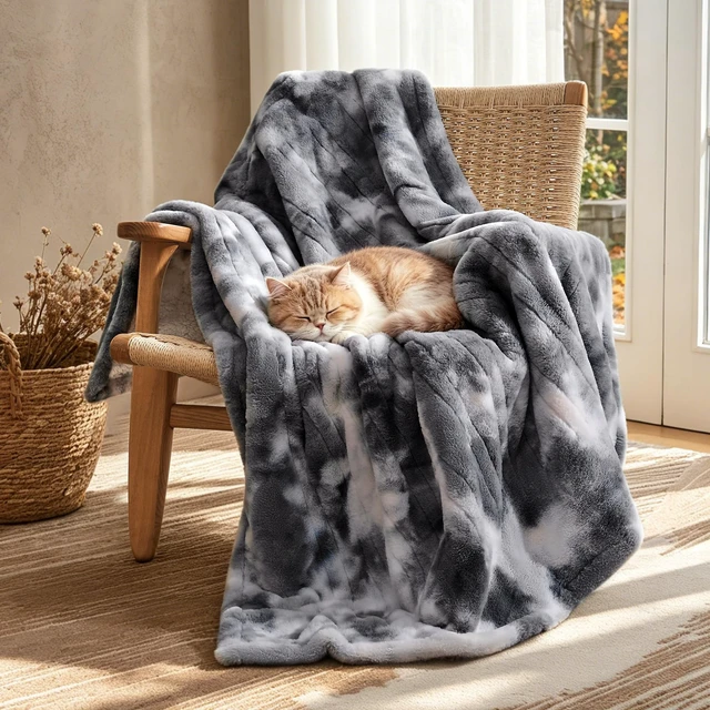 Alt view image 13 of 14 - Electric Heated Throw Faux Rabbit Fur Blanket 6 Heating Levels | 12H Auto Off, Fast Heating, Warm Cozy, Machine Washable, Over-Heat Protection, ETL, Grey