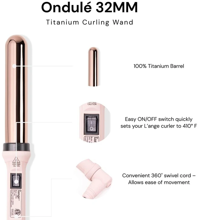 Alt view image 8 of 10 - Ondulé 32 MM Titanium Curling Wand | Professional Hot Tools Curling Iron 1.25 Inch | Salon Hair Styling Wands for Beach Waves | Best Hair Curler Wand for Frizz-Free, Lasting Curls