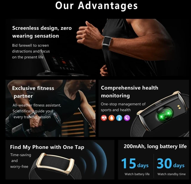 Alt view image 10 of 14 - Smart Bracelet for Women Men, Screenless Activity Fitness Trackers, 24H Sleep Tracker, Group Share Smart Band with Free APP, 2 Strap.,