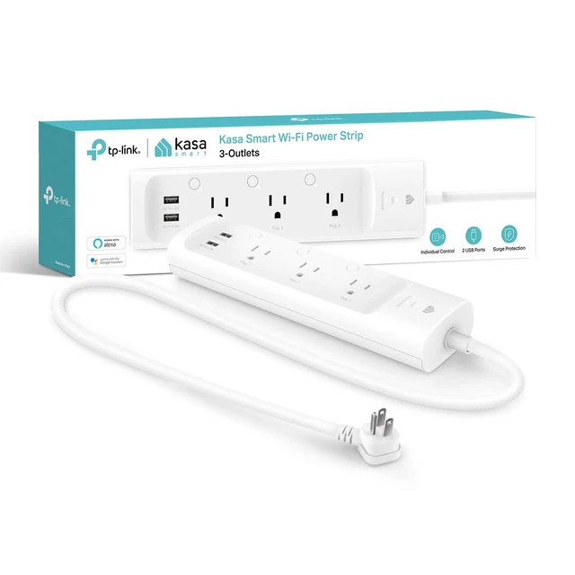 Alt view image 8 of 14 - Plug Power Strip, KP303, Smart Outlet, No Hub Required | Surge Protector with 3 Individually Controlled Smart Outlets and 2 USB Ports, Works with Alexa & Google Home