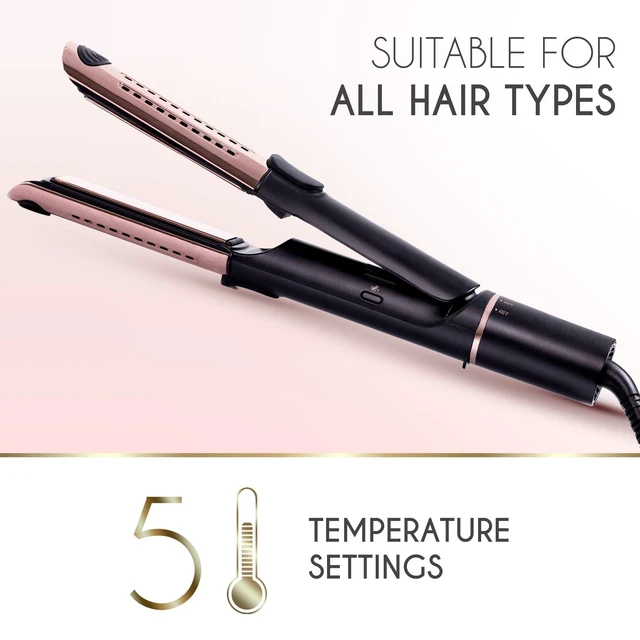 Alt view image 10 of 10 - Hair Straightener & Air Curler 2 in 1, Titanium Flat Iron | Cooling Air Vents to Effortlessly Lock in Style. Multiple Looks, Professional Salon Results