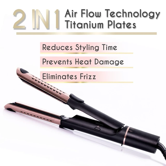 Alt view image 9 of 10 - Hair Straightener & Air Curler 2 in 1, Titanium Flat Iron | Cooling Air Vents to Effortlessly Lock in Style. Multiple Looks, Professional Salon Results
