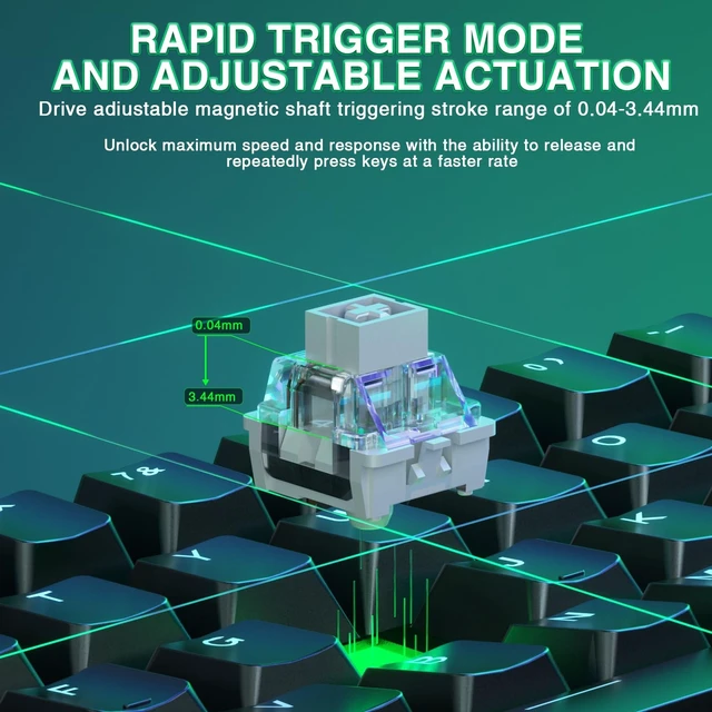 Alt view image 12 of 14 - Aula WIN60 HE - 60% Mechanical Gaming Keyboard Wired, Magnetic Switch Hot Swappable, Adjustable Actuation Rapid Trigger Mode, 8000 Hz Polling Rate, RGB Small Keyboard 60 Percent Compact Design for PC