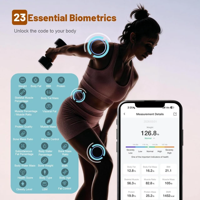 Alt view image 13 of 14 - Smart Scale for Body Weight: BMI & Body Fat, 23 Metrics,5.8" Large Display | Bathroom Scale with Muscle Mass,Bluetooth Sync,Digital Scale for Health-Conscious Users,Accurate Tracking, 400lbs