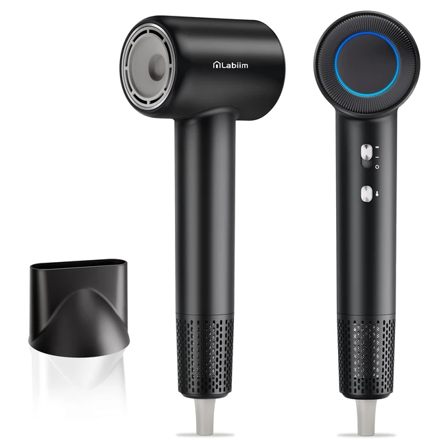 Alt view image 8 of 14 - Hair Dryer, High-Speed Ionic Blow Dryer 110,000 RPM Motor, Black | Fast Drying 200M Ions Frizz & Thermo-Control HairDryer with Magnetic Nozzle, Lightweight Low-Noise Compact for Home Travel