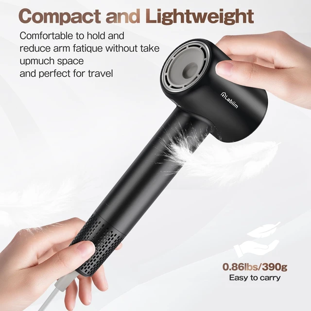 Alt view image 14 of 14 - Hair Dryer, High-Speed Ionic Blow Dryer 110,000 RPM Motor, Black | Fast Drying 200M Ions Frizz & Thermo-Control HairDryer with Magnetic Nozzle, Lightweight Low-Noise Compact for Home Travel