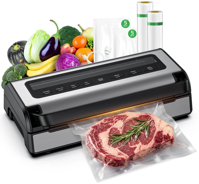Alt view image 8 of 14 - Food Vacuum Sealer Machine, 6-in-1 Automatic Vacuum Sealer for Food | food sealer with Built-in Cutter & Bag Storage, 180W Powerful Complete Kit with 2 Rolls & 10 Bags for Dry/Moist/Canister