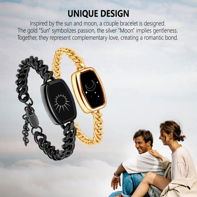 Alt view image 9 of 12 - Long-Distance Relationship Smart Bracelet for Couples (Set of 2) | Haptic Vibration, Long Battery Life, Bluetooth Connection, Compatible with iOS and Android