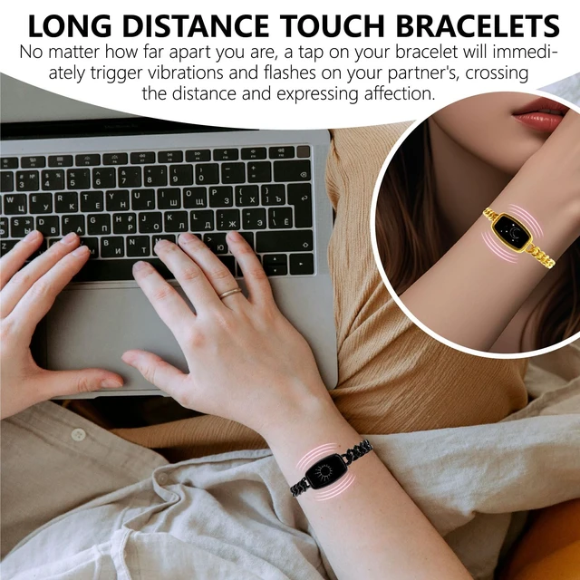 Alt view image 8 of 12 - Long-Distance Relationship Smart Bracelet for Couples (Set of 2) | Haptic Vibration, Long Battery Life, Bluetooth Connection, Compatible with iOS and Android