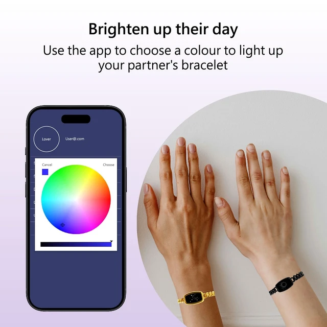 Alt view image 10 of 12 - Long-Distance Relationship Smart Bracelet for Couples (Set of 2) | Haptic Vibration, Long Battery Life, Bluetooth Connection, Compatible with iOS and Android