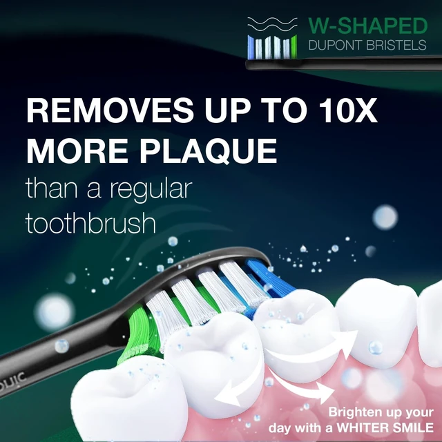 Alt view image 11 of 12 - WHITEN+ Electric Toothbrush, 48,000 VPM, Pressure Sensor, 5 Modes, 8 Brush Heads, Travel Case