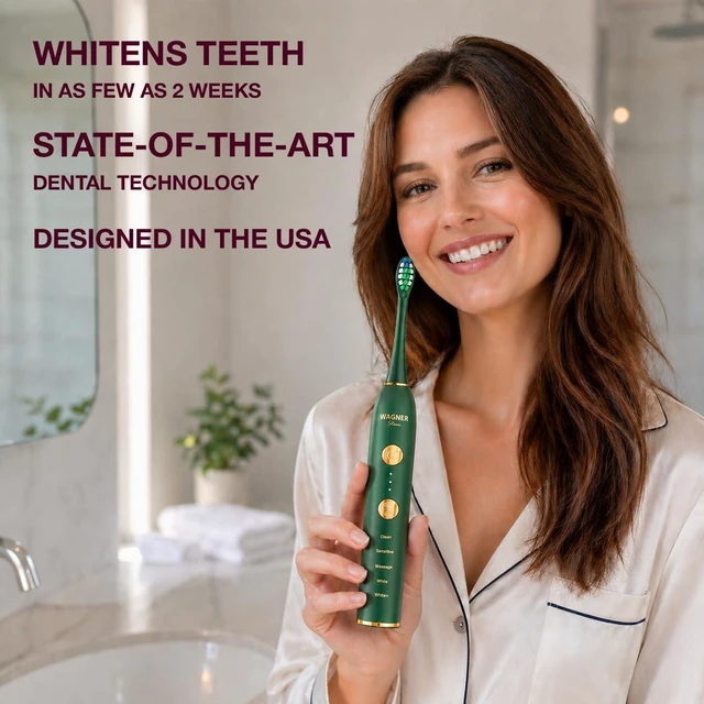 Alt view image 12 of 12 - WHITEN+ Electric Toothbrush, 48,000 VPM, Pressure Sensor, 5 Modes, 8 Brush Heads, Travel Case