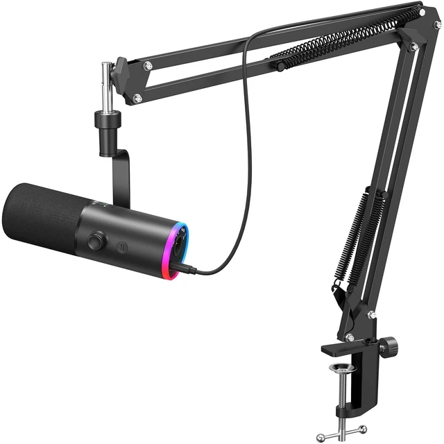 Alt view image 8 of 14 - Dynamic Gaming Microphone XLR/USB Mic with AI Noise Cancellation | Boom Arm Set, RGB, Tap Mute, 3.5mm Jack, Gain Control, Microfono for Content Creators, Black, TD510 AIR S H+
