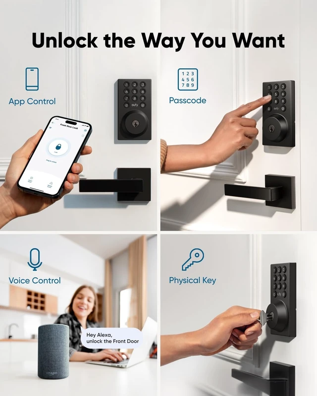 Alt view image 11 of 14 - Smart Lock C30, Keyless Entry Door Lock, Built-in Wi-Fi | Easy Installation, App Remote Control, Reliable Power, Keypad Deadbolt for Front Door, BHMA Grade 3, Black