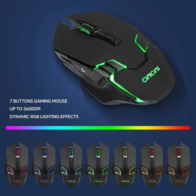 Alt view image 13 of 14 - USB Wireless Gaming Keyboard and Mouse Combo, RGB Backlit, 2.4GHz | LED Ergonomic Mechanical Feeling Keyboard, Rechargeable 2500mAh Battery, Anti-ghosting Keyboards 7D 3600DPI Mice for PC Gamer