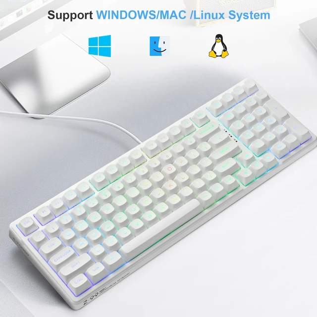 Alt view image 14 of 14 - E-Yooso Creamy Mechanical Keyboard Wired, RGB Backlit, White | Hot Swappable, Pre-lubed Linear Switches, Gasket Structure, Sound Dampening Foam, 99 Keys Custom Gaming Keyboard for PC/Mac