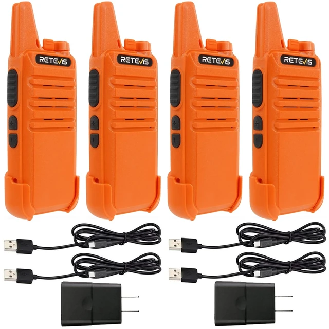 Alt view image 8 of 14 - RT22 Rechargeable Walkie Talkies, Long Range 2 Way Radio for Adults | Voice Activated, Emergency Alarm, Upgraded Type-C Charging, Portable Handheld Radio, Outdoor Hiking Travel(4 Pack, Orange)