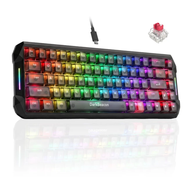 Alt view image 8 of 14 - Flux 68 HE Mechanical Gaming Keyboard Rapid Trigger with Adjustable Actuation 0.01-3.5 mm, Hall Effect Magnetic Switch, 8000Hz Polling, RGB Backlit, 65% Wired Keyboard for PC Laptop Gamer