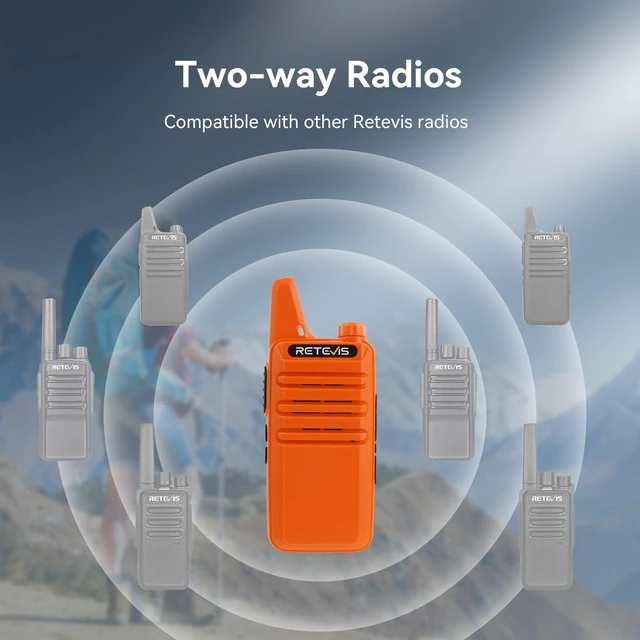 Alt view image 11 of 14 - RT22 Rechargeable Walkie Talkies, Long Range 2 Way Radio for Adults | Voice Activated, Emergency Alarm, Upgraded Type-C Charging, Portable Handheld Radio, Outdoor Hiking Travel(4 Pack, Orange)
