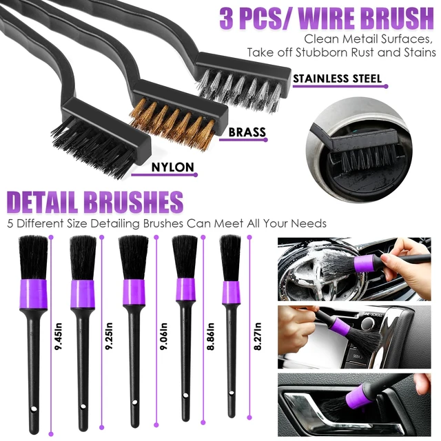Alt view image 12 of 14 - 17PCS Car Cleaning Kit, Purple Car Interior Detailing Kit with High Power Handheld Vacuum, Detailing Brush Set, Windshield Cleaner, Cleaning Gel, Complete Auto Accessories for Women Gift