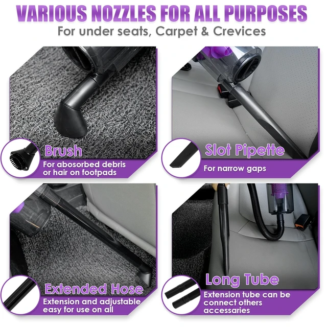 Alt view image 13 of 14 - 17PCS Car Cleaning Kit, Purple Car Interior Detailing Kit with High Power Handheld Vacuum, Detailing Brush Set, Windshield Cleaner, Cleaning Gel, Complete Auto Accessories for Women Gift