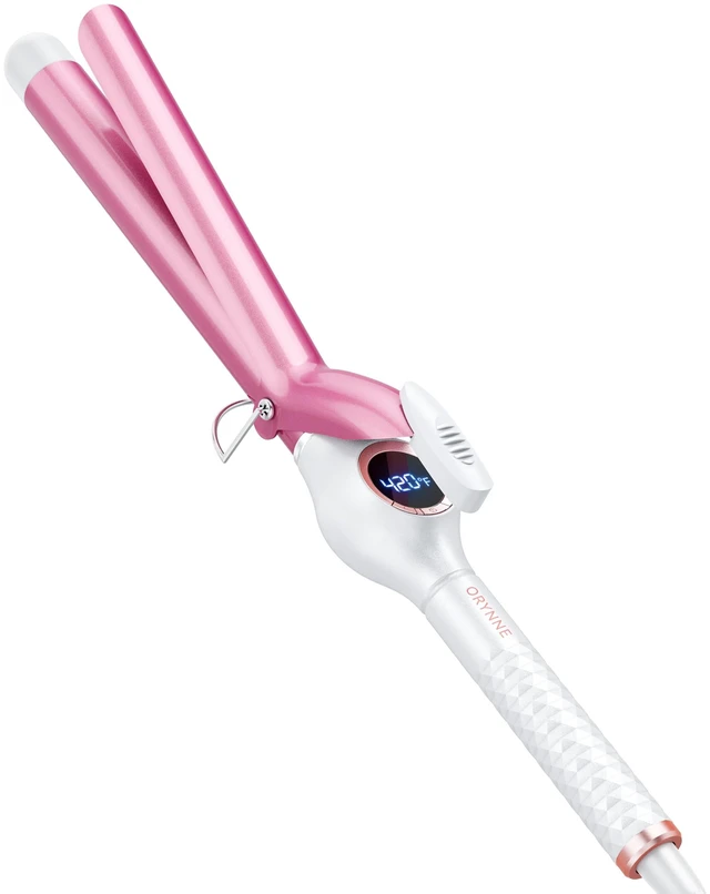 Alt view image 7 of 12 - 1 Inch Long Barrel Digital Ceramic Curling Wand with Auto Shut Off and Dual Voltage for All Hair Types - Fast Even Heat Up