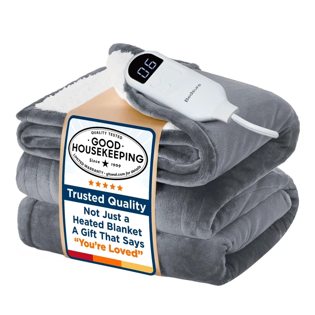 Alt view image 8 of 14 - Electric Blanket Twin with Preheat Function - Soft Flannel Heated Blanket Twin Size, Fast Heating with 6 Time Settings (Up to 10H) & 6 Heat Settings, Gifts for Grandma (62x84 inches, Grey)