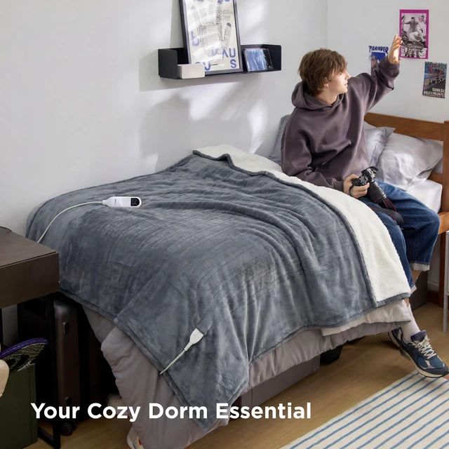 Alt view image 11 of 14 - Electric Blanket Twin with Preheat Function - Soft Flannel Heated Blanket Twin Size, Fast Heating with 6 Time Settings (Up to 10H) & 6 Heat Settings, Gifts for Grandma (62x84 inches, Grey)