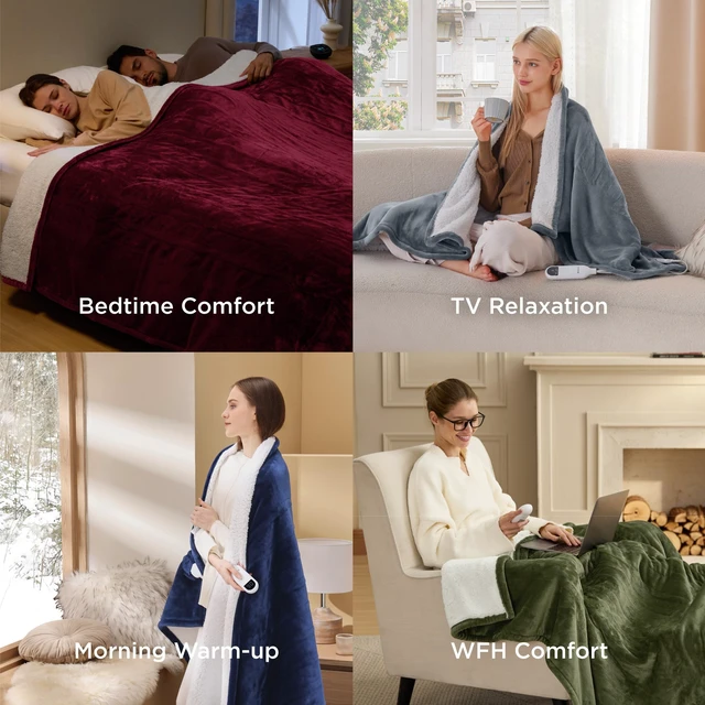 Alt view image 14 of 14 - Electric Blanket Twin with Preheat Function - Soft Flannel Heated Blanket Twin Size, Fast Heating with 6 Time Settings (Up to 10H) & 6 Heat Settings, Gifts for Grandma (62x84 inches, Grey)