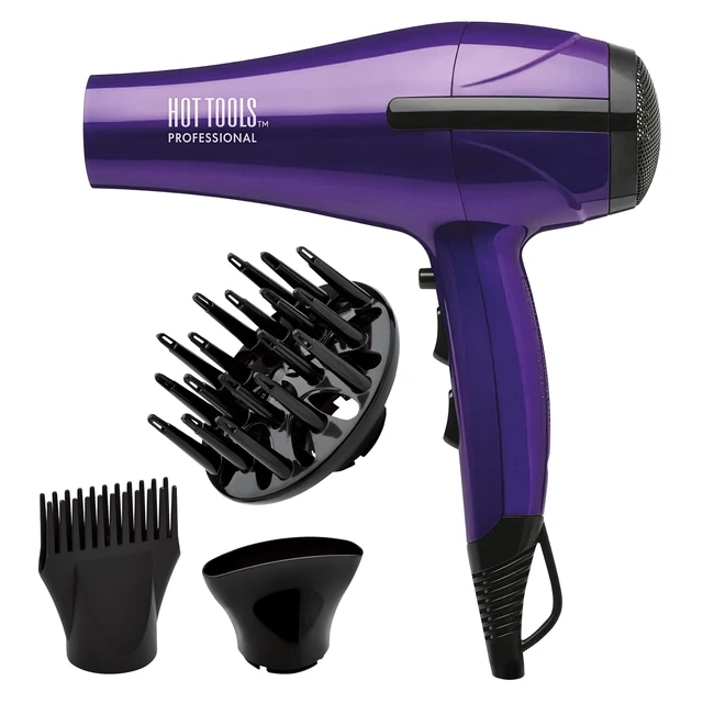 Alt view image 8 of 14 - Pro Artist 1875 Watt Turbo Ceramic + Ionic Hair Dryer, Purple | Fast Drying, Lightweight, 6 Heat/Speed Options + Cool Shot, Includes Diffuser, Concentrator & Styling Pik