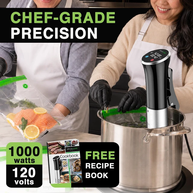 Alt view image 9 of 14 - Sous Vide Immersion Cooker Kit - Machine with Digital Timer, Temp Control, 30 Bags, Vacuum Pump, Suvee Cooker Gift for Chefs