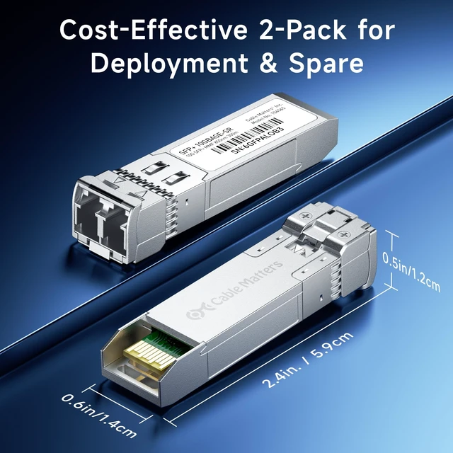 Alt view image 14 of 14 - 2-Pack 10GBASE-SR SFP+ LC Fiber Transceiver, up to 300m | 10G Multimode Fiber, Compatible with Cisco, Ubiquiti, TP-Link, D-Link, MikroTik, Netgear, Supermicro, HPE Aruba