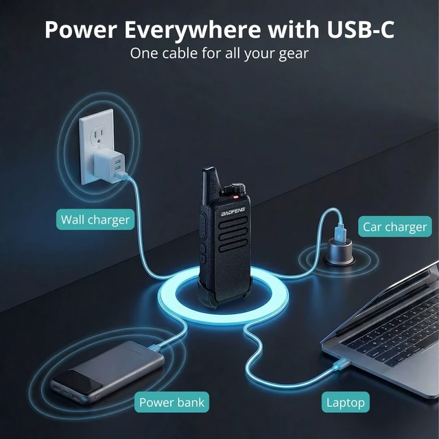 Alt view image 11 of 14 - T22 Walkie Talkies for Adults Business, 22 FRS Channels, 4 Pack | Two Way Radios, 1500mAh USB-C Rechargeable Battery, 1W Loud Speaker for Hotels, Restaurants, Warehouses, and Event Teams