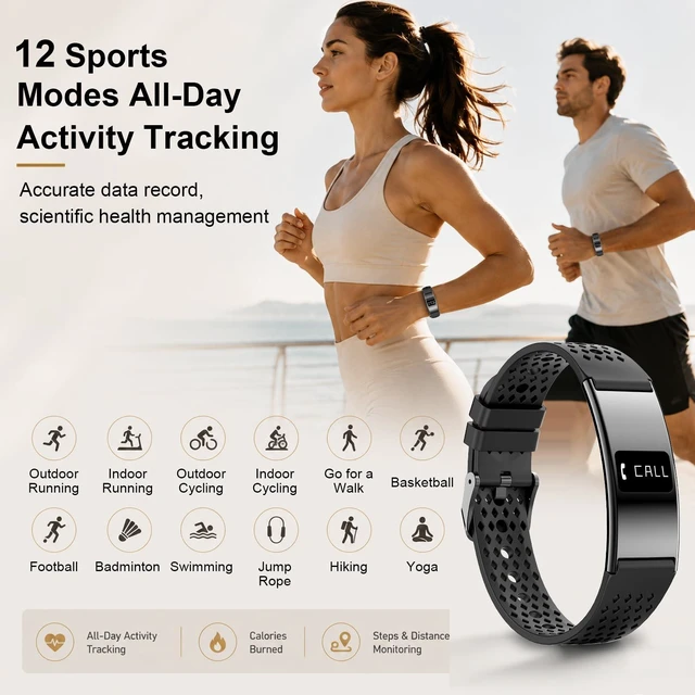 Alt view image 10 of 14 - Smart Bracelet for Women Men, Activity Fitness Tracker, Smart Wristband with Heart Rate/Blood Oxygen/Sleep Monitor/Pedometer, IPX8 Waterproof Slim Smart Watch for Android iPhone, 2 Bands, Black