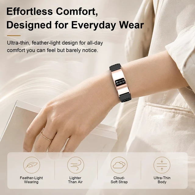 Alt view image 11 of 14 - Smart Bracelet for Women Men, Activity Fitness Tracker, Smart Wristband with Heart Rate/Blood Oxygen/Sleep Monitor/Pedometer, IPX8 Waterproof Slim Smart Watch for Android iPhone, 2 Bands, Gold