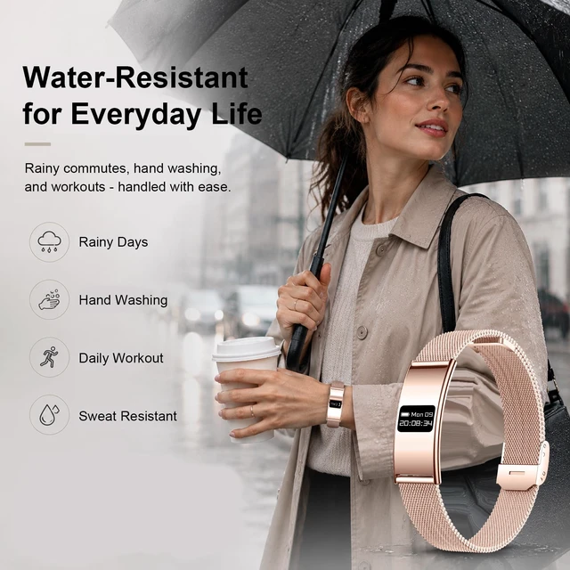 Alt view image 13 of 14 - Smart Bracelet for Women Men, Activity Fitness Tracker, Smart Wristband with Heart Rate/Blood Oxygen/Sleep Monitor/Pedometer, IPX8 Waterproof Slim Smart Watch for Android iPhone, 2 Bands, Gold
