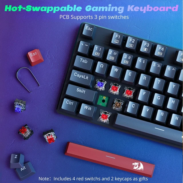 Alt view image 12 of 14 - Mechanical Gaming Keyboard Wired, 11 Programmable Backlit Modes, Hot-Swappable Red Switch, Anti-Ghosting, Double-Shot PBT Keycaps, Light Up Keyboard for PC Mac