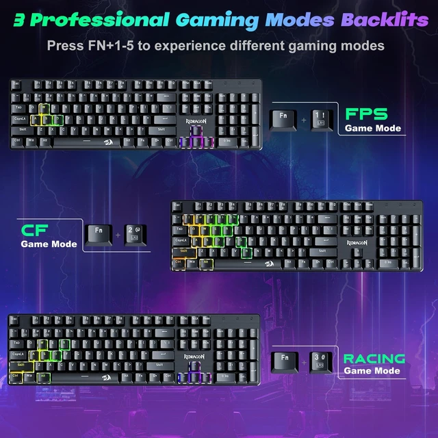 Alt view image 14 of 14 - Mechanical Gaming Keyboard Wired, 11 Programmable Backlit Modes, Hot-Swappable Red Switch, Anti-Ghosting, Double-Shot PBT Keycaps, Light Up Keyboard for PC Mac