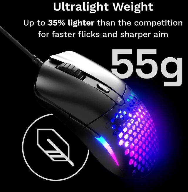 Alt view image 10 of 14 - Model O Eternal Ultralight RGB Gaming Mouse - Wired - 55g Lightweight - Customizable RGB Lighting - 6 Programmable Buttons - Symmetrical Design - 12K DPI Optical Sensor - PC/Mac - Black