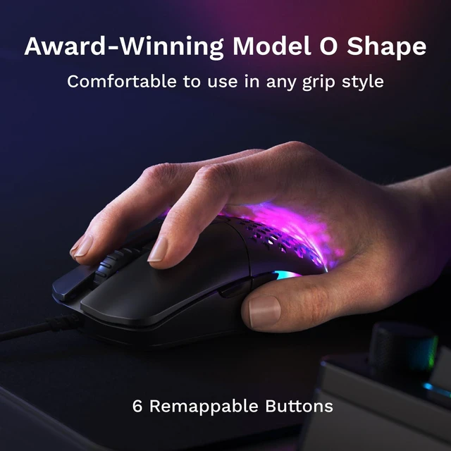 Alt view image 12 of 14 - Model O Eternal Ultralight RGB Gaming Mouse - Wired - 55g Lightweight - Customizable RGB Lighting - 6 Programmable Buttons - Symmetrical Design - 12K DPI Optical Sensor - PC/Mac - Black