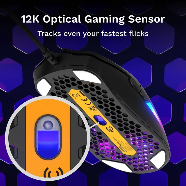 Alt view image 14 of 14 - Model O Eternal Ultralight RGB Gaming Mouse - Wired - 55g Lightweight - Customizable RGB Lighting - 6 Programmable Buttons - Symmetrical Design - 12K DPI Optical Sensor - PC/Mac - Black
