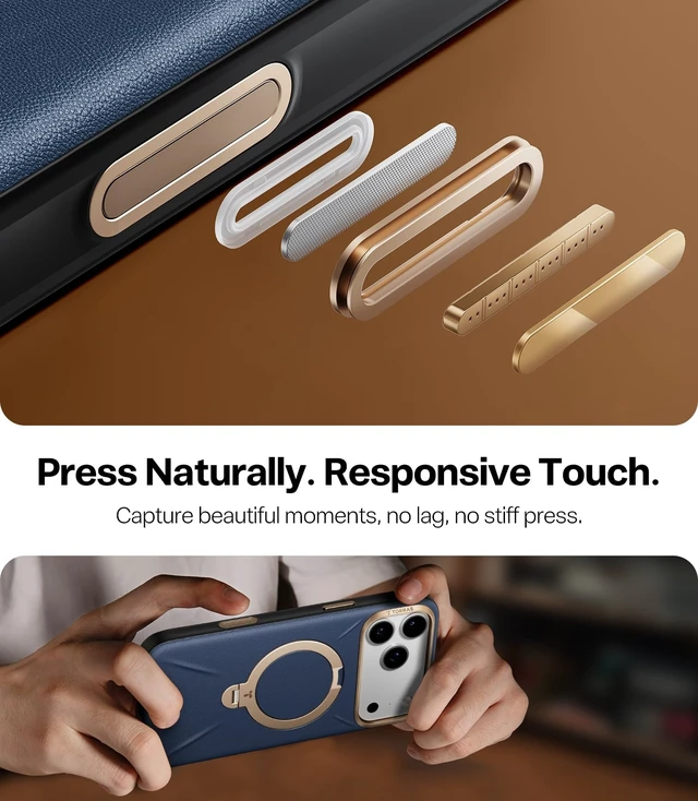 Alt view image 14 of 14 - Q3 VegSkin for iPhone 17 Pro Max Case Leather, 360 Spin Magnetic Stand, Fit for MagSafe, Camera Control, Shockproof Premium Organic Silicone Leather Phone Case for iPhone 17 Pro Max, Deep Blue