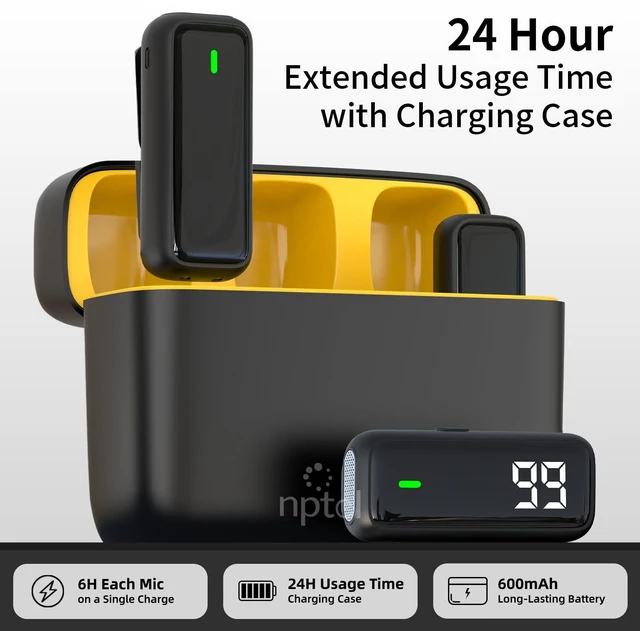 Alt view image 10 of 14 - Wireless Lavalier Microphone for iPhone iPad Android, Mini USB C Mic | 24H Charging Case, Digital Charge Display, Noise Reduction for Content Creator Video Recording Vlog Podcast YouTube TikTok