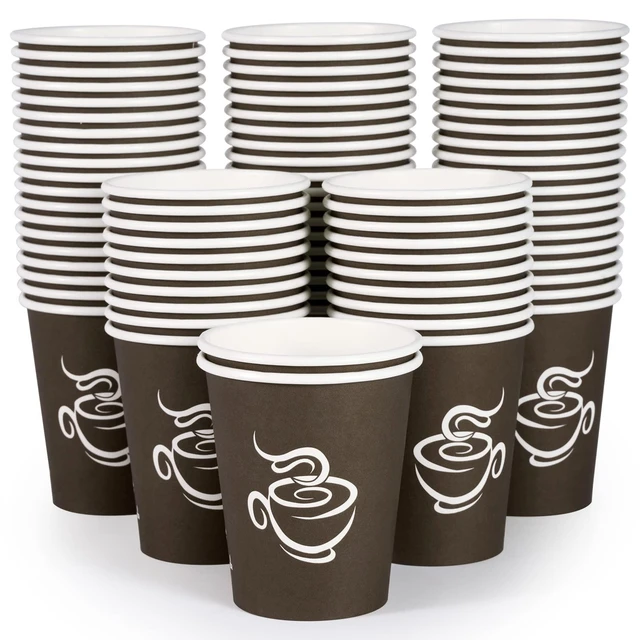 Alt view image 8 of 14 - 400 Pack 8 oz Paper Cups, Brown Disposable Hot Coffee Cups for Party, Picnic, Travel, and Events