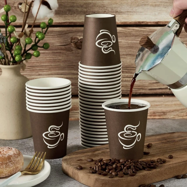 Alt view image 10 of 14 - 400 Pack 8 oz Paper Cups, Brown Disposable Hot Coffee Cups for Party, Picnic, Travel, and Events