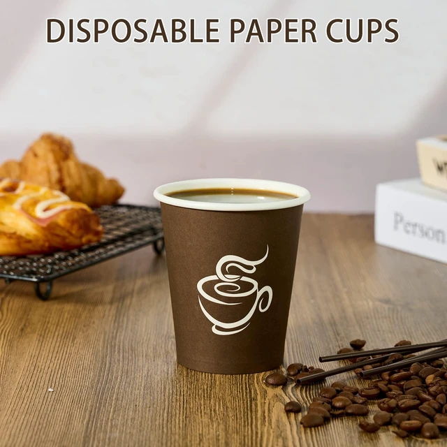 Alt view image 14 of 14 - 400 Pack 8 oz Paper Cups, Brown Disposable Hot Coffee Cups for Party, Picnic, Travel, and Events