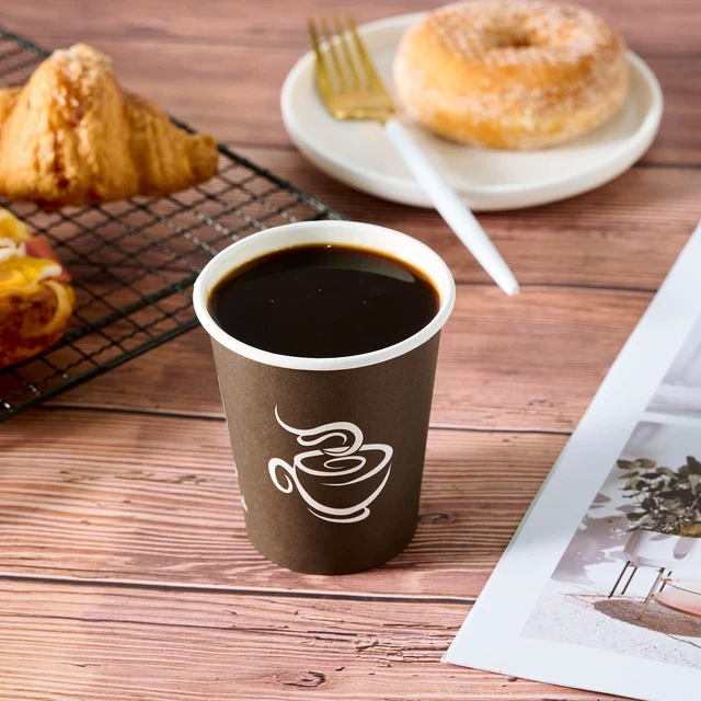 Alt view image 12 of 14 - 400 Pack 8 oz Paper Cups, Brown Disposable Hot Coffee Cups for Party, Picnic, Travel, and Events
